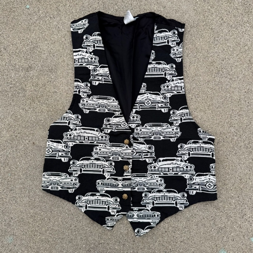 VTG Backroad Blues Vest unisex large cars Cadillac car show 80s USA Novelty